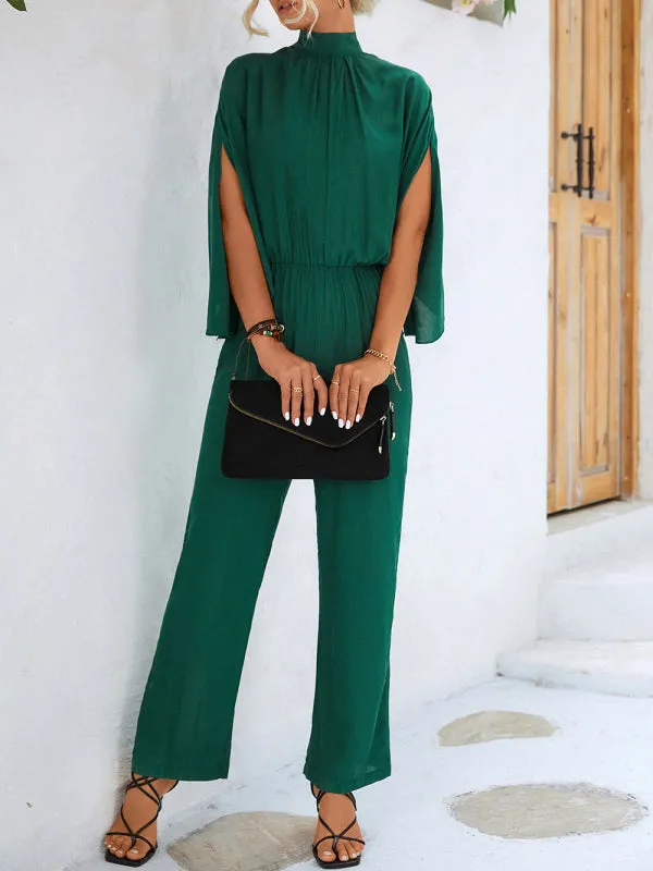 Women's Split Sleeve High Neck Jumpsuit