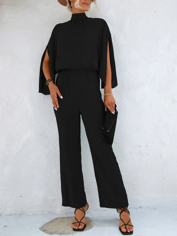 Women's Split Sleeve High Neck Jumpsuit