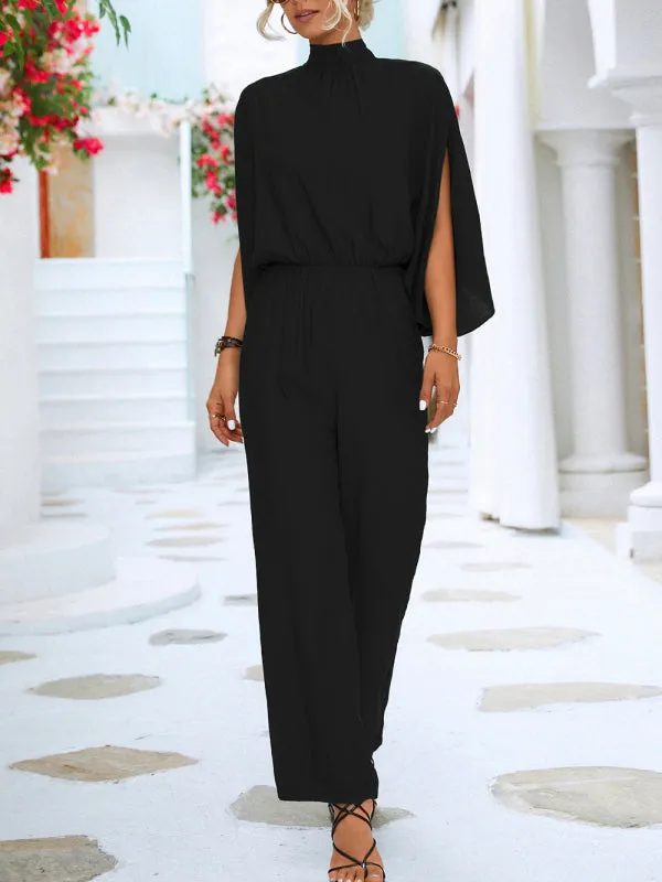 Women's Split Sleeve High Neck Jumpsuit