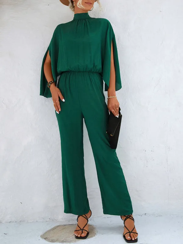 Women's Split Sleeve High Neck Jumpsuit