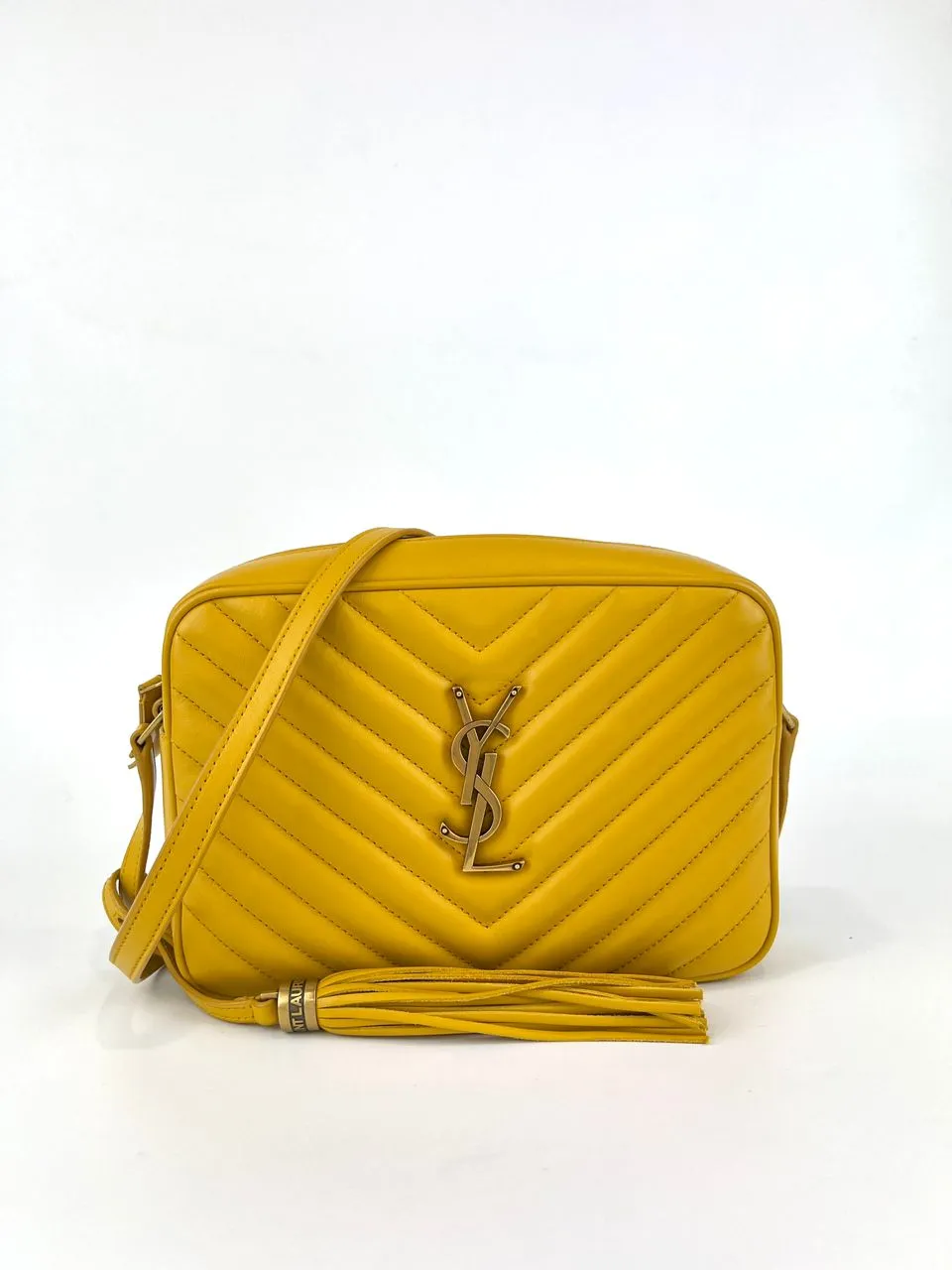 Yellow Chevron Quilted Lou Camera Bag