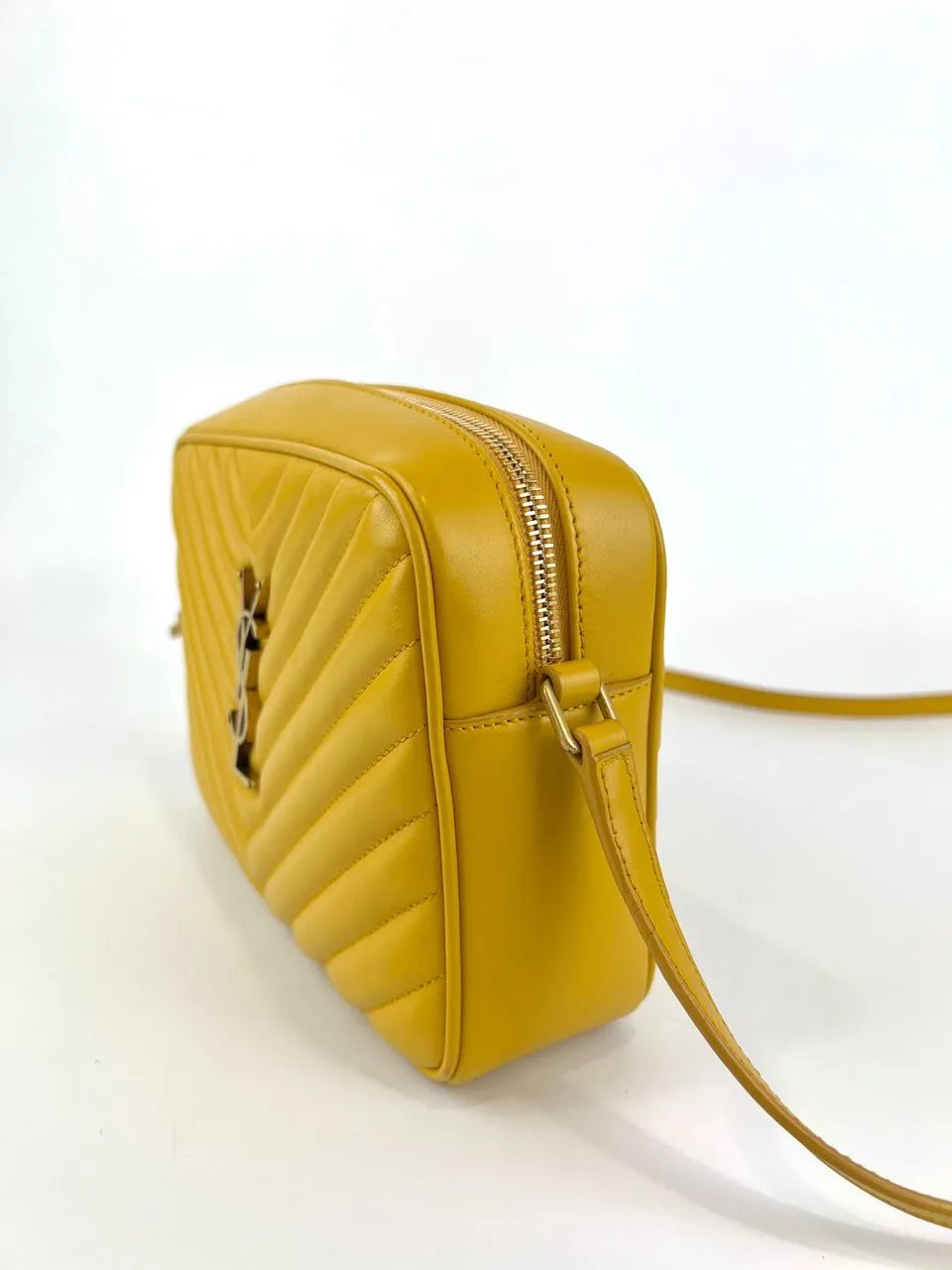 Yellow Chevron Quilted Lou Camera Bag