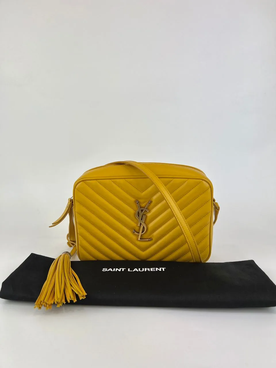 Yellow Chevron Quilted Lou Camera Bag