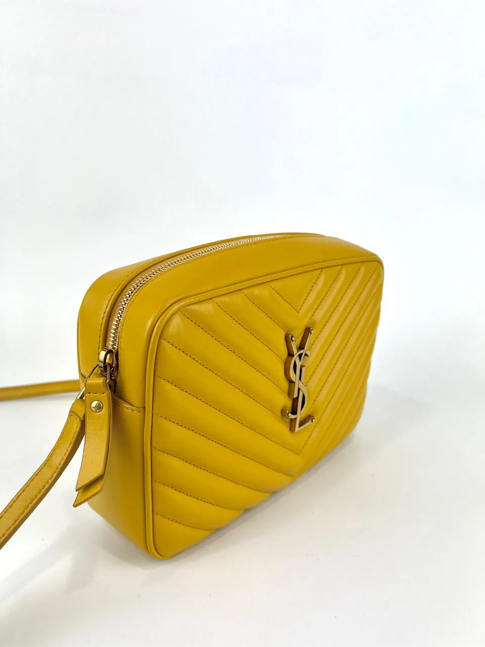 Yellow Chevron Quilted Lou Camera Bag